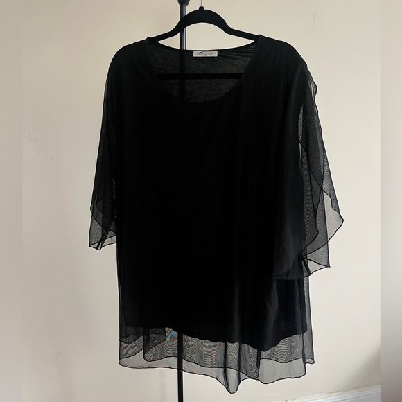 Sese Code Tops - Sede Code Elegant Black Sheer mesh neutral fairy grunge Blouse 3X